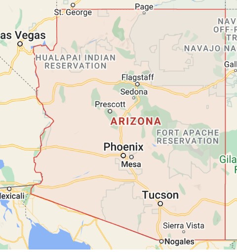 Map of Arizona (AZ) Counties