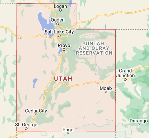 Map of Utah Counties and Towns